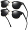KANASTAL 2er Pack Sonnenbrille Herren und Damen Polarisiert Retro Klassische Halbrahmen Sonnenbrille mit Metallrahmen UV400 Schutz, Glänzend Schwarz und Matt Schwarz