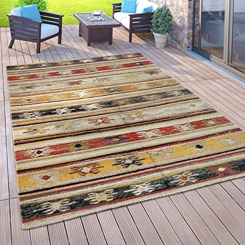 Paco Home Outdoor Teppich Balkon Terrasse Vintage Küchenteppich Orient Muster Rauten Ethno, Grösse:240x340 cm, Farbe:Bunt 2