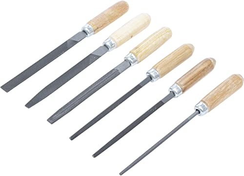 BGS Diy 50204 - Set di lime per chiavi, manico in legno, 100 mm, 6 pezzi