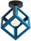 iDEGU Retro Deckenleuchte im Geometrischen Design Moderne Deckenlampe mit Würfel Lampenschirm Vintage Lampe E27 Deckenleuchte für Schlafzimmer Wohnzimmer Flur Küche Café Restaurant, 16 cm, Blau