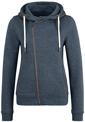 OXMO OXVicky Sweat Zip-Hoodie Damen Sweatjacke Kapuzenjacke Hoodie mit Kapuze Kordel Reißverschluss Eingrifftaschen Regular fit, Größe:M, Farbe:INS BL Mel (7989915)