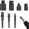 Impact Adapter and Reducer Set Extenson Set Drill into High Speed Nut Drill 3pcs 1/4 3/8 1/2 - 4pcs Impact Socket Adapter 1/4 to 3/8, 3/8 to 1/4, 3/8 to 1/2, 1/2 to 3/8