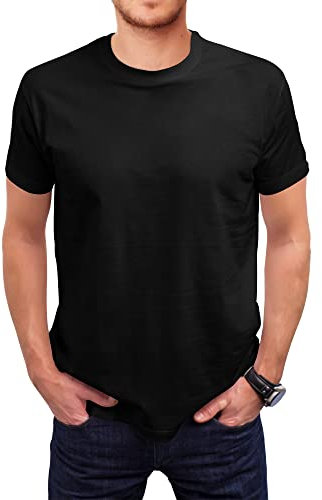 Love My Fashions Men's Round Neck Short Sleeves Plain T-Shirt Black