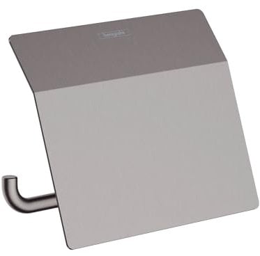 hansgrohe AddStoris - Toilettenpapierhalter mit Deckel, Klopapierhalter für Wandmontage, Klorollenhalter, verdeckte Befestigung, Badezimmer Zubehör, Brushed Black Chrome, 41753340