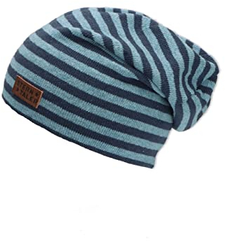 Sterntaler Unisex Slouch Streifle Beanie-Mütze, hellblau, 45