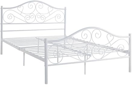 Vente-unique-Metallbett mit Lattenrost - 160 x 200cm - Weiß - Leyna
