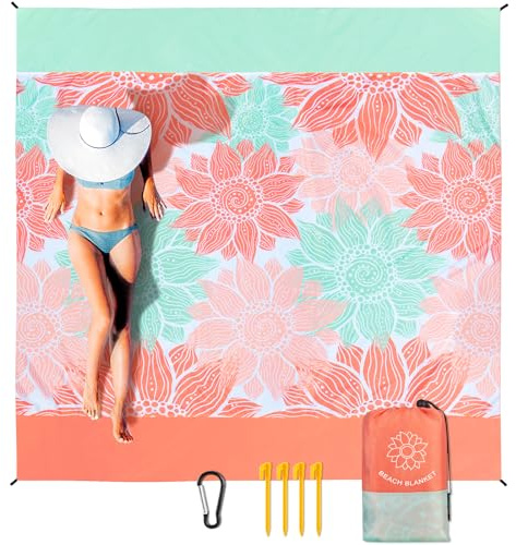 HIHOHO Waterproof Sandproof Beach Blanket Mat for 1-8 Adults, Quick Drying