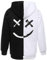 Covisoty Sweat à Capuche Homme Techwear Patchwork de Couleur Contrastée Sweatshirt Pull à Capuche Hip Hop Décontracté Noir Blanc M