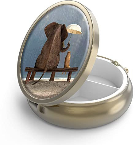 Pillendose Pillendose mit Spiegel Retro 3 Fächer Kleine Pillendose Bronze Kleine runde Pillendose oder Vitamine, Fischöl, Nahrungsergänzungsmittel, Pillenbehälter