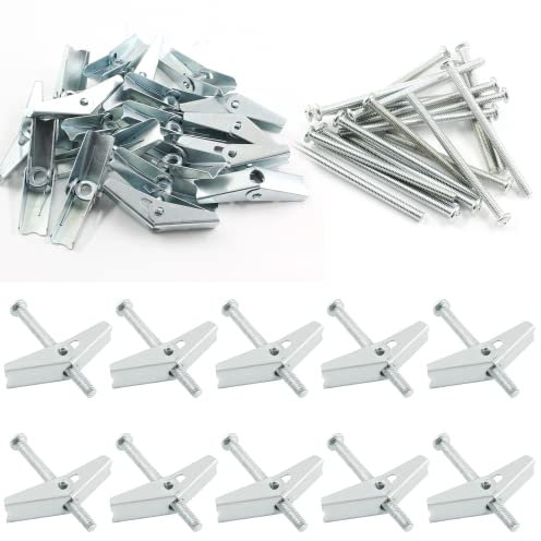 Uenhoy 20 bulloni a levetta e dadi ad alette M6, resistenti ancoraggi da parete e viti per appendere oggetti su cartongesso – 1/4 x 2 3/8, testa Phillips