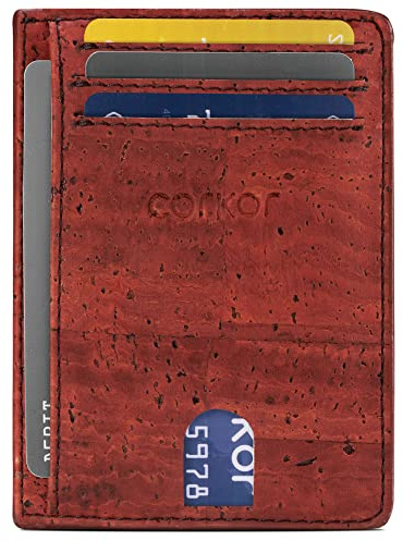 Corkor Geldbörse Herren Vegan Minimalistische Brieftasche Korkleder RFID Schutz