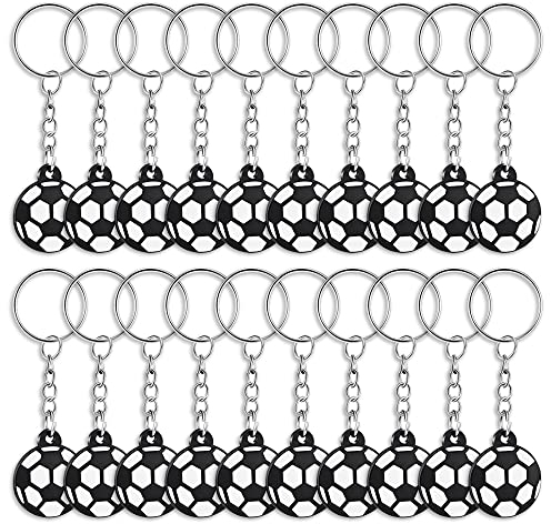 Keboyoe 20 Pièces Porte-Clés de Football Mini Porte-Clés Ballon de Football Fête Porte-Clés de Sport pour décoration de fête de cadeau d'anniversaire pour les enfants