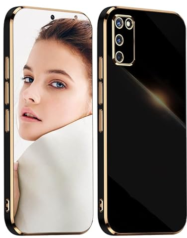 ATISIJIE Hülle für Samsung Galaxy S20 Handyhülle Original, Ultradünn Galvanisiertes Weiches Kieselgel Kratzfeste TPU Handyhülle, Einfaches Stilvoll Shiny Schutzhülle Cover Case Schwarz