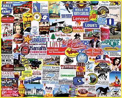 White Mountain - I Love North Carolina, 1000 Piece Jigsaw Puzzle, Vintage Advertisement Puzzle
