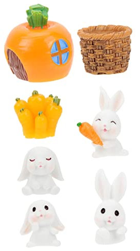 Homoyoyo Auto Spielzeug Karotten-Kaninchen-Ornament-Tablett Dekorationsartikel Tischtabletts Dekorative Kleine Lebewesen Spielzeug 1 Set Mikro-Landschaftsdekore Chinesisches Sternzeichen