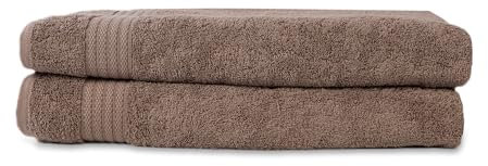 Brielle Lot de 2 serviettes de sauna 100 % coton - Serviette de sauna - Serviette de hammam - Serviette de plage - 80 x 200 cm - Très absorbante - Qualité hôtel et spa - Marron