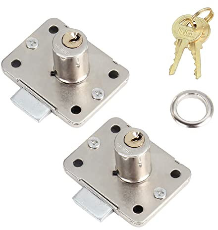 Möbelschloß Aufschraubschloss 20mm Dornmaß Zylinder mit Schlüssel Verschiedene Set für Schubladen & Schränke [2er Pack, 48 * 36mm]