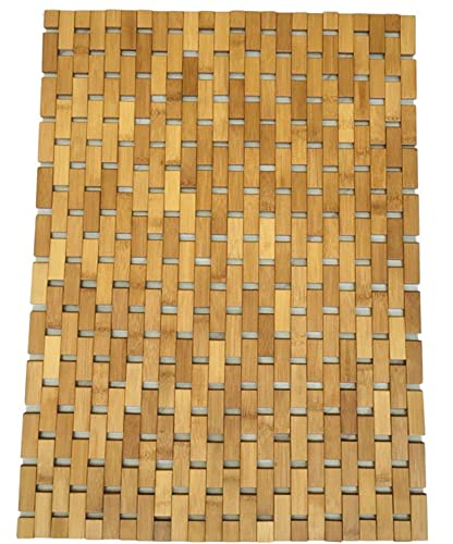 IZDOGA Bambus Badematte,rutschfeste Bambus Duschmatte,Türmatte mit Rutschfesten Füßen,Küche Boden Matte,Mehrzweck-Matte aus Bambus Holz,für Küche/Schlafzimmer/Badezimmer/SPA/Sauna (60 * 90cm,Natural)