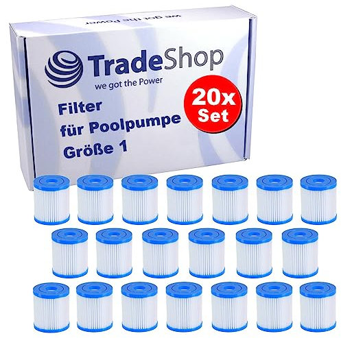 Trade-Shop 20x Pool-Filter/Filterpatrone/Kartuschenfilter für Einhänge Filterpumpen 244er 305er Pools, Ersatz für Bestway 58093 Größe 1