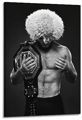 TeDe Khabib Nurmagomedov Champion Gürtel Kunst Wohnzimmer Schlafzimmer Poster Malerei Dekorative Malerei Druck Leinwand Wand 24x36inch(60x90cm) Frame-style