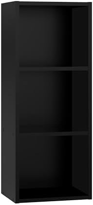 Panana 2-6 Tier Cube Bookcase, Wooden Book Shelving Freestanding Storage Unit Open Shelf For Home Office Display (Black, 3 Tier)