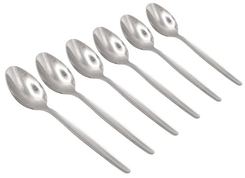 Argon Tableware 6X 13.5cm Economy Teelöffel aus Edelstahl - Klein Silber Metall Heim Küche Tisch Besteck Kaffee Tee Nachtisch Löffel Set