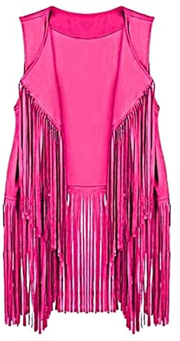 CLoxks Strickjacke Cardigan Damen Modische Dünne Weste Mit Quasten Für Damen Schmal Geschnittene Ärmellose Weste Für Damen Trend S Rosenrot