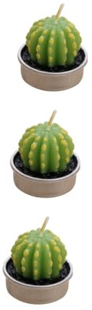 Zerodeko 3pezzi Candela Mini Cactus Decorativa Simulazione Piante Non Profumata Per Decorazione Casa Feste e Matrimoni Atmosfera Rilassante e Creativa