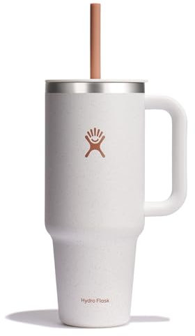 Hydro Flask 40 Oz Travel Tumbler with Handle, Lid and Straw - Insulated Stainless Steel in Seasalt