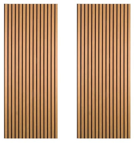DecorAndDecor Acoustic Slat Wood Wall Panel and Ceiling Panelling Decorative 3D MDF 240 x 60 Oak - 2 Pack