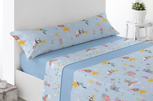 ENERGY COLORS TEXTIL-HOGAR Juego Sábanas Infantil Estampadas Verano, Juego 3 Piezas Microfibra. Sábanas Tacto Fino, Suave, Ajustable y Transpirable. (Azul, Cama 90)