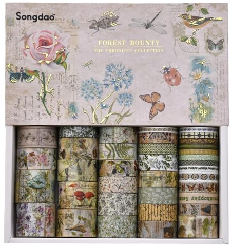 TSLBW 36 Rolls Washi Tape Sets Scrapbooking & Stamping Supplies Decorative Tape Multi-Patter Craft Tapes for DIY Journal Craft Gift Wrapping Scrapbooking (Style A)