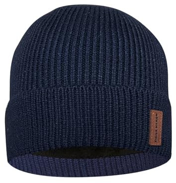 North Bund Winter Beanie Mütze Herren Damen Strickmütze Unisex Dickes Warmfutter Wintermütze Dehnbarer weicher Innerline Hut Dunkel blau