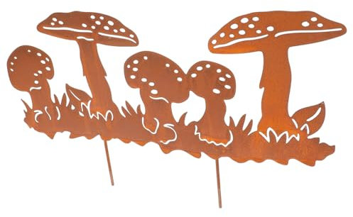 Milisten Mushroom Art Décoratif Piquets De Jardin Rouillé avec Design Créatif Sculptures De Champignons pour Décoration Extérieure Et Aménagement Paysager