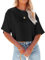Suncife Womens Workout Crop Tshirt Tops Hlaf Sleeve Casual Basic Loose Fit Tees T Shirt (Black,L)