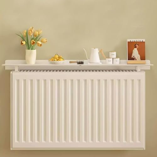 UVCMDUI Over Radiator Shelf No Drilling, White Floating Radiator Shelves with Easy to Fit Bracket, Radiator Covers for Home, Helps Deflect The Heat Back Into The Room,W 15cm/6in; L 140cm/55.1in