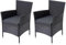 Mendler 2er-Set Poly-Rattan Stuhl HWC-F50, Balkon-/Garten-Stuhl Lounge-Sessel Korbstuhl, anthrazit, Kissen dunkelgrau