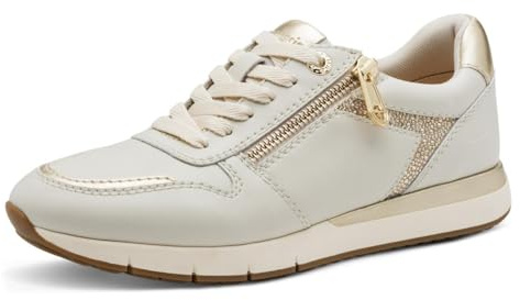 Tamaris Comfort Damen Sneaker flach Rund mit Reißverschluss, Weiß (Offwhite), 39 EU