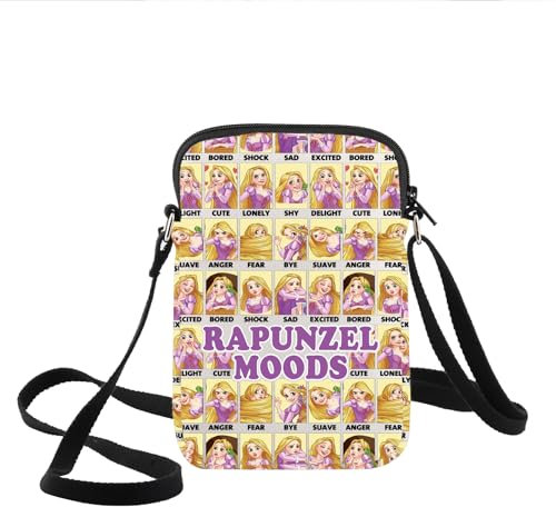 KEYCHIN Princess Fans Crossbody Bag Princess Fairytale Fans Gifts Princess Sun Shoulder Bag Princess Gold Sun Merchandise, Rapunzel Moods-cb