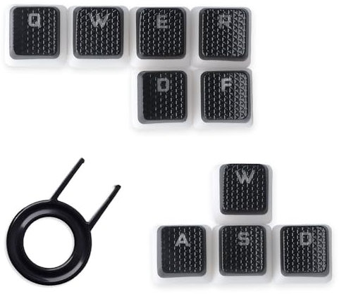 10Keys Backlit Textured Keycaps Ersatz für Corsair K100 und K70PRO Mechanische Gaming Tastatur (Schwarz-weißes Sechseck)