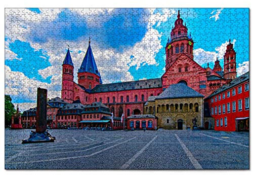 Puzzle Deutschland Mainzer Dom Sachsen 1000-teiliges Puzzle für Erwachsene und Familienreisegeschenk-Souvenir 38x26CM