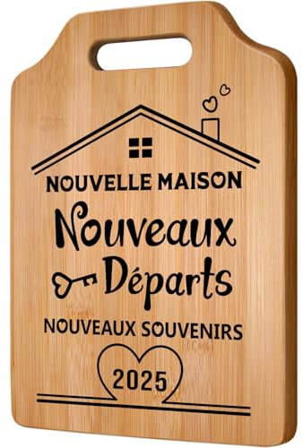 Gleevara Cadeau Crémaillère, Planche à Découper en Bambou Artisanale Unique, Idée Cadeau Cremaillere, Cadeau Crémaillère pour Famille et Amis