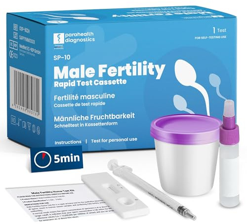 parahealth diagnostics Fruchtbarkeitstest für Männer - 3 Stück - Spermatest für Zuhause - Schnelltest zur Spermienkonzentration - Ergebnis in 5 Minuten - Spermientest für Kinderwunsch