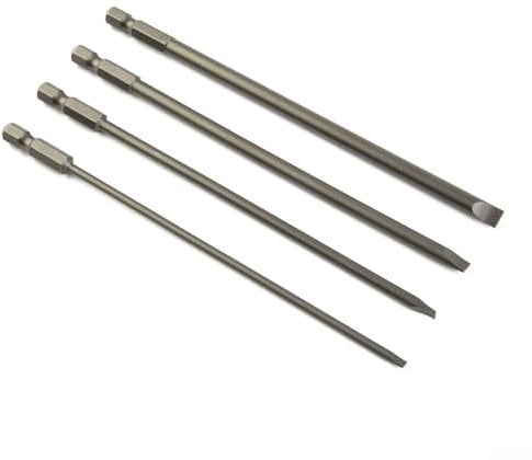 ZWEquipint 4Pcs 150Mm Magnetic Slotted Screwdriver Bit Set Flat Head 1 4Inch Hex Shank Alloy Steel Hand Tool for Electric Drill