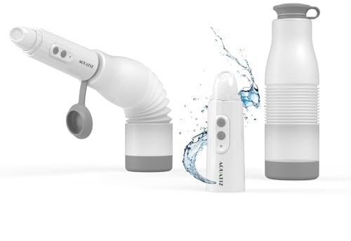 AQUATIZ Upgraded Portable Bidet for Travel – Extendable Water Bottle (350–550ml), IPX7 Waterproof, 2 Spray Modes & Water Pressures, Rechargeable (60 Uses), Compact Handheld Hygiene Washer