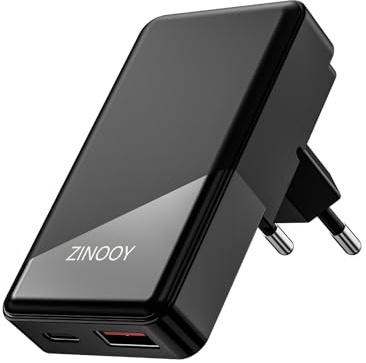 Chargeur USB C Rapide Plat ZINOOY 35W avec Prise Pliable (Noir)