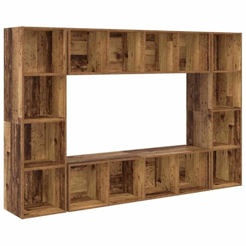 vidaXL TV Cabinet 4 pcs Brown 37 x 37 x 142.5 cm Engineered Wood, Living Room Storage, Modern Tv Stand, Durable, Compact, Rectangular Entertainment Cabinet, Stylish Home Media Unit, Indoor Decor