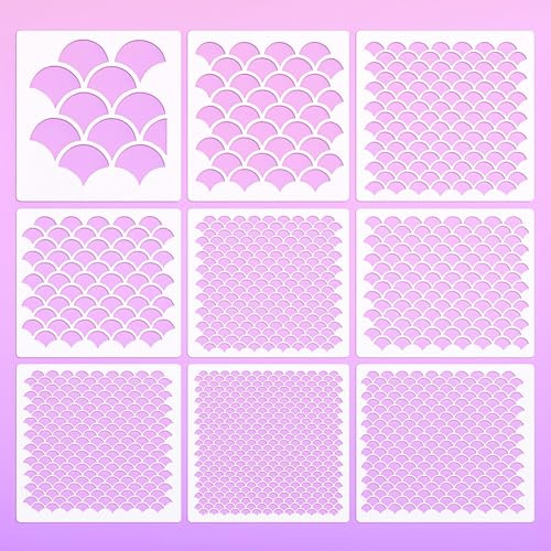 Schablonen für Gesichtsbemalung, wiederverwendbar, Fischschuppen-Schablonen, Tierdruck-Vorlagen-Set, DIY-Kunst für Malerei, Make-up, Handwerk, Wände und Möbel, 9 Stück