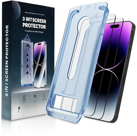 Nimedala Screen Protector, 2 Pack 3 in 1 Screen Protector for iPhone, Tempered Glass with Anti-Scratch Anti-Fingerprint Privacy & Auto Dust-Free Install (For iPhone 12 Pro)