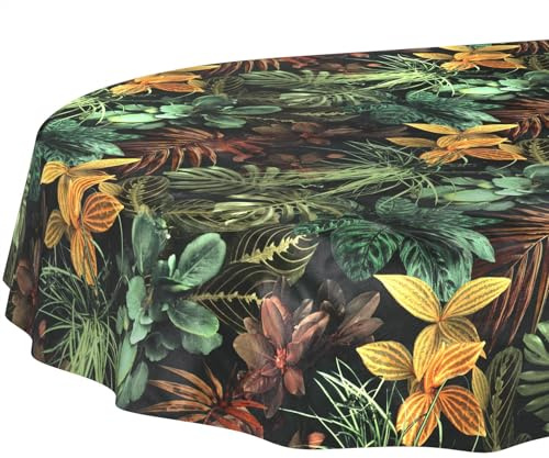Wachstuchtischdecke Tischdecke abwaschbar Wachstischdecke pflegeleicht wasserabweisend Lotuseffekt Gartentischdecke Tropia Oval 160 x 140 cm Schnittkante